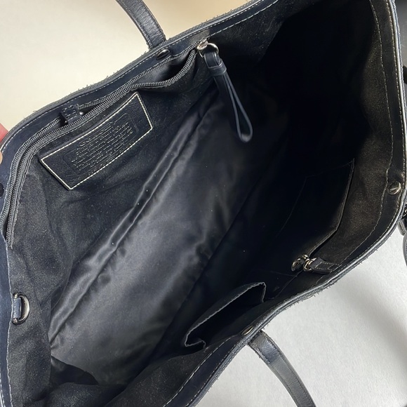 Coach Signature Tote Bag with Silver Metallic Stripe - Picture 6 of 7